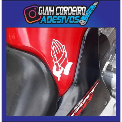 Adesivo Mão com Terço Moto, carro