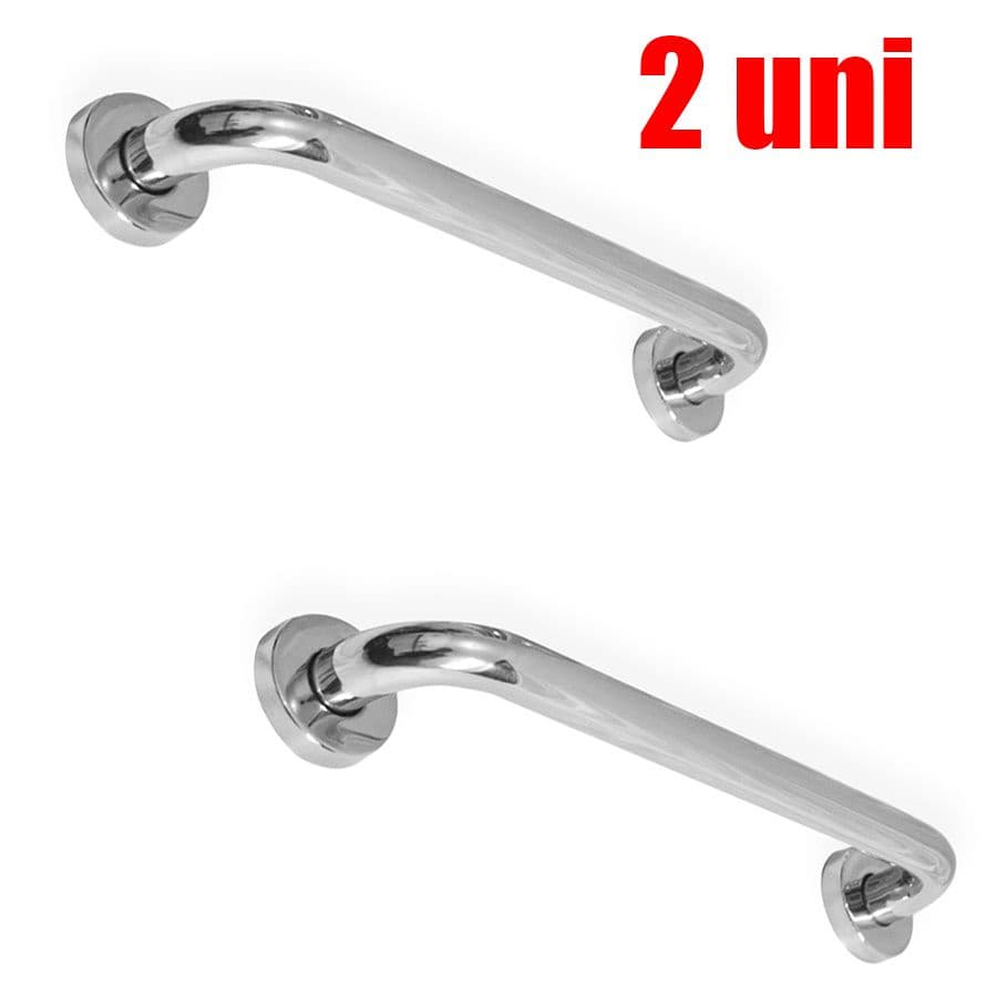 Alça de Apoio Banheiro Barra Reta Inox 30cm Cadeirante Idoso Deficiente Acessibilidade Kit 2 unidades