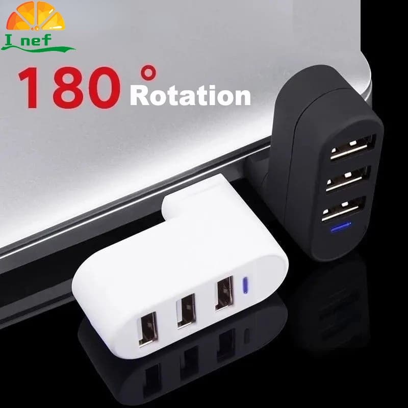1 Pç Mini HUB Splitter/Extensor De Rotação De 180 ° USB 2.0 Com Três Portas