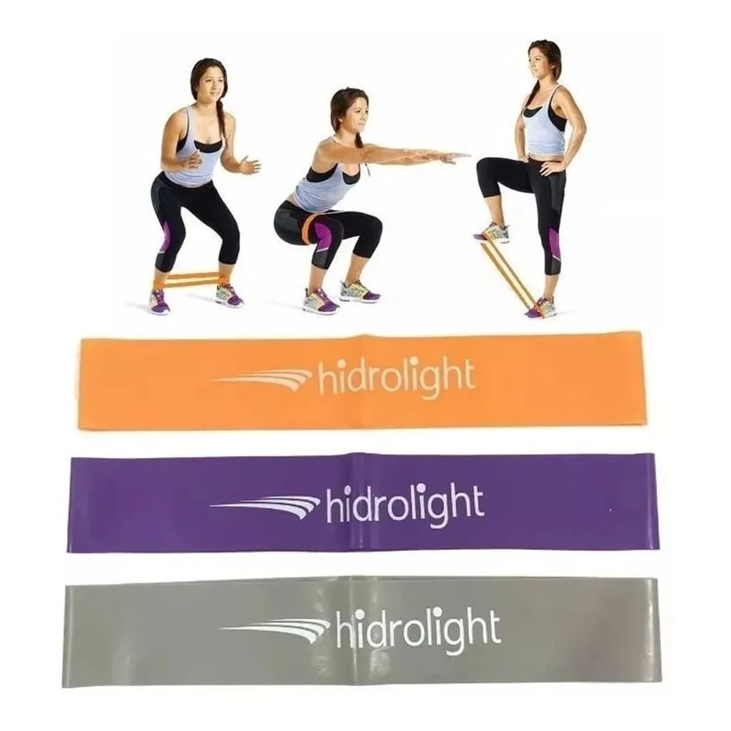 Kit de Faixas Elásticas Mini Band 3 Intensidades Exercícios Físicos Fisioterapia