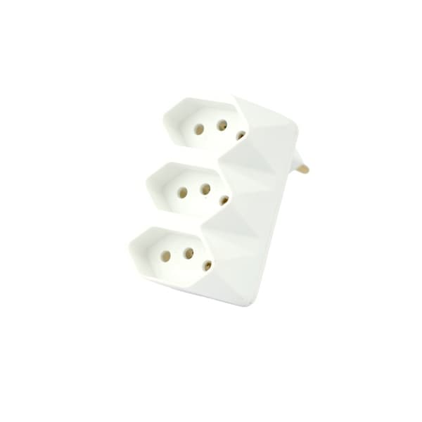 Adaptador Multiplicador 2P+T - T de 1 Para 3 Tomadas Branco