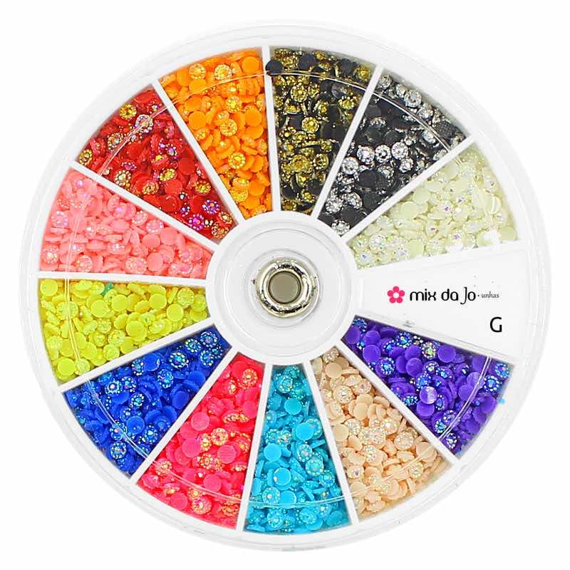 Disco g Strass Margaridas 12 Cores Decoração de Unhas Artesanato Art Nail Manicure Encapsulamento