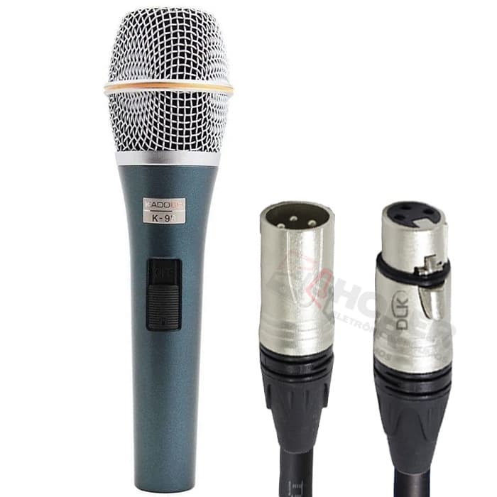Kit Microfone Kadosh K-98 + Cabo 5 Metros Datalink XLR - Microfone K98 Dinâmico Hipercardióide