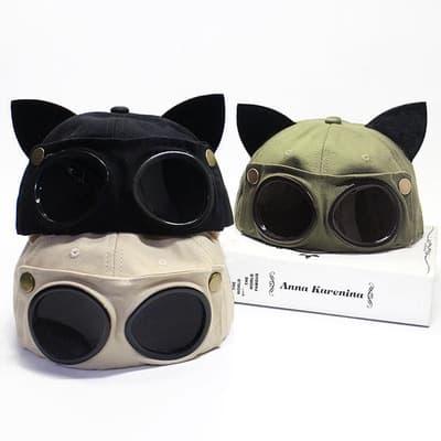 Chapéu Feminino Orelhas De Gato Boné Piloto Coreia De Beisebol Golfe Óculos Para O Ar Livre Pesca topi wanita