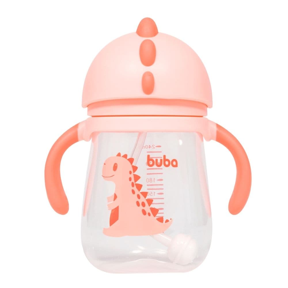 Copo Bebe Com Canudo Silicone Alca e Valvula Treinamento 11825 Buba Rosa Meninas