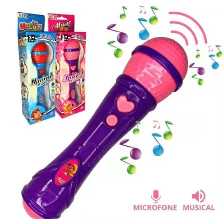 Brinquedo de Microfone Infantil Sai a Voz e Musical