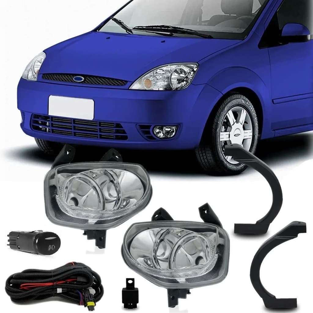 Kit Farol Milha Fiesta 2003 2004 2005 2006 2007 + Moldura + Bt Og