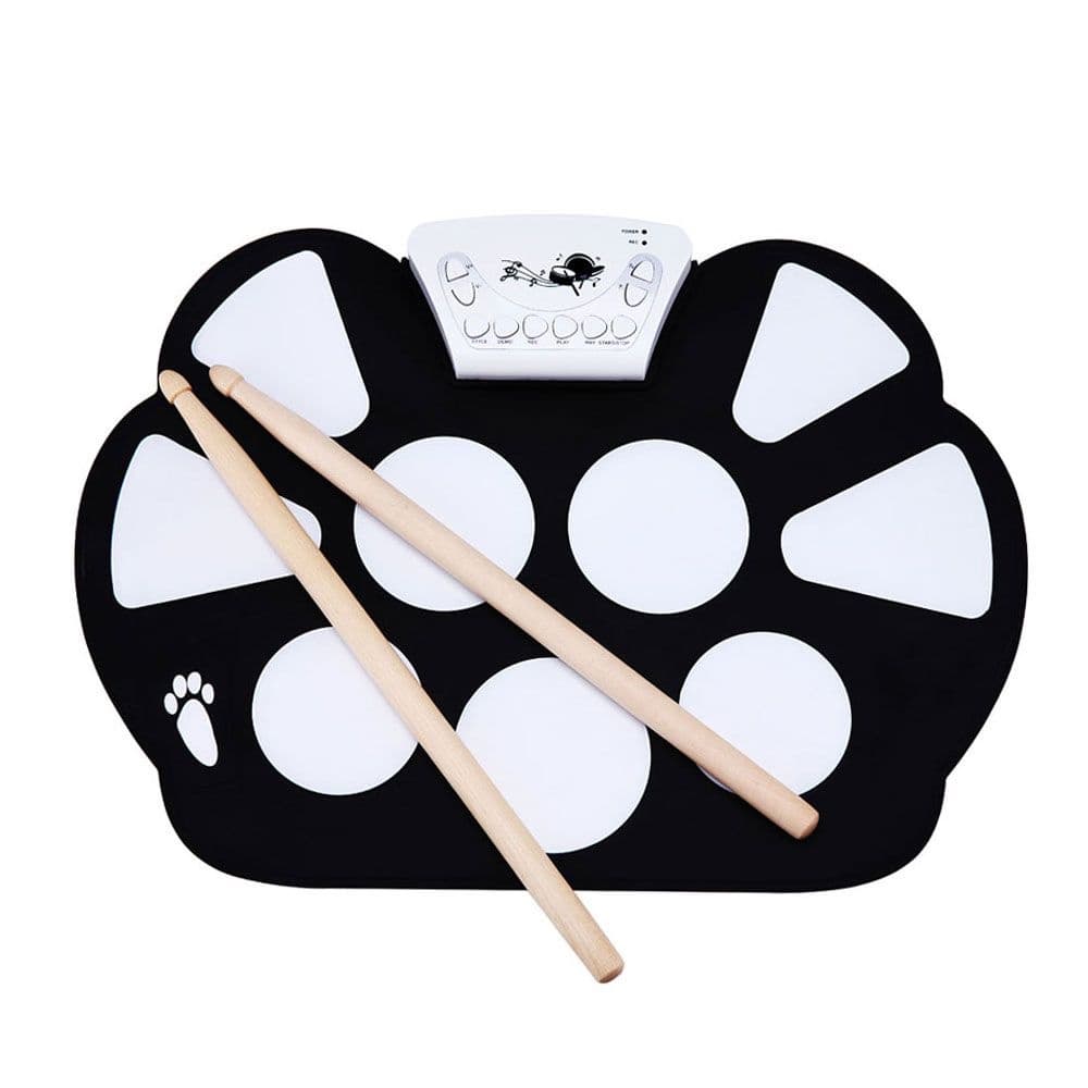 Bateria Musical Elêtronica Silicone dobravel com baquetas 10 Pads 2 Pedais EMT-S9 EXBOM