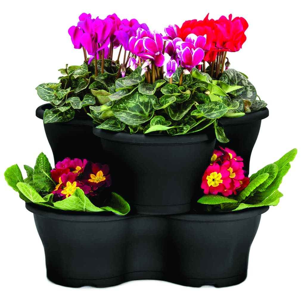 11 vasos empilháveis  2,5 LITROS  vaso modulares PRETO vaso plantio empilháveis vaso modular jardinagem vaso de planta para sala vaso de flor decoração jardim horta vertical vaso jardim vertical vaso para flores vaso para empilhar