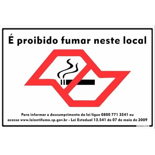 Placa Lei Anti-fumo Estado São Paulo 30x20cm Em Alumínio