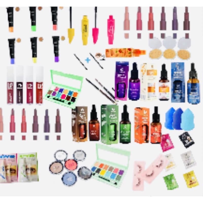 Box kit revenda maquiagem contendo 56 produtos kit Maquigem