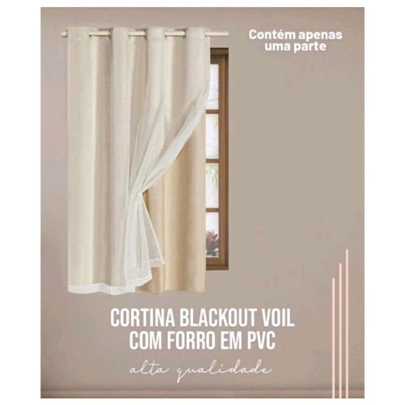 Cortina Blackout Blecaute Com Voil Liso 1 parte 1,40 Lar × 1,80 de Alt