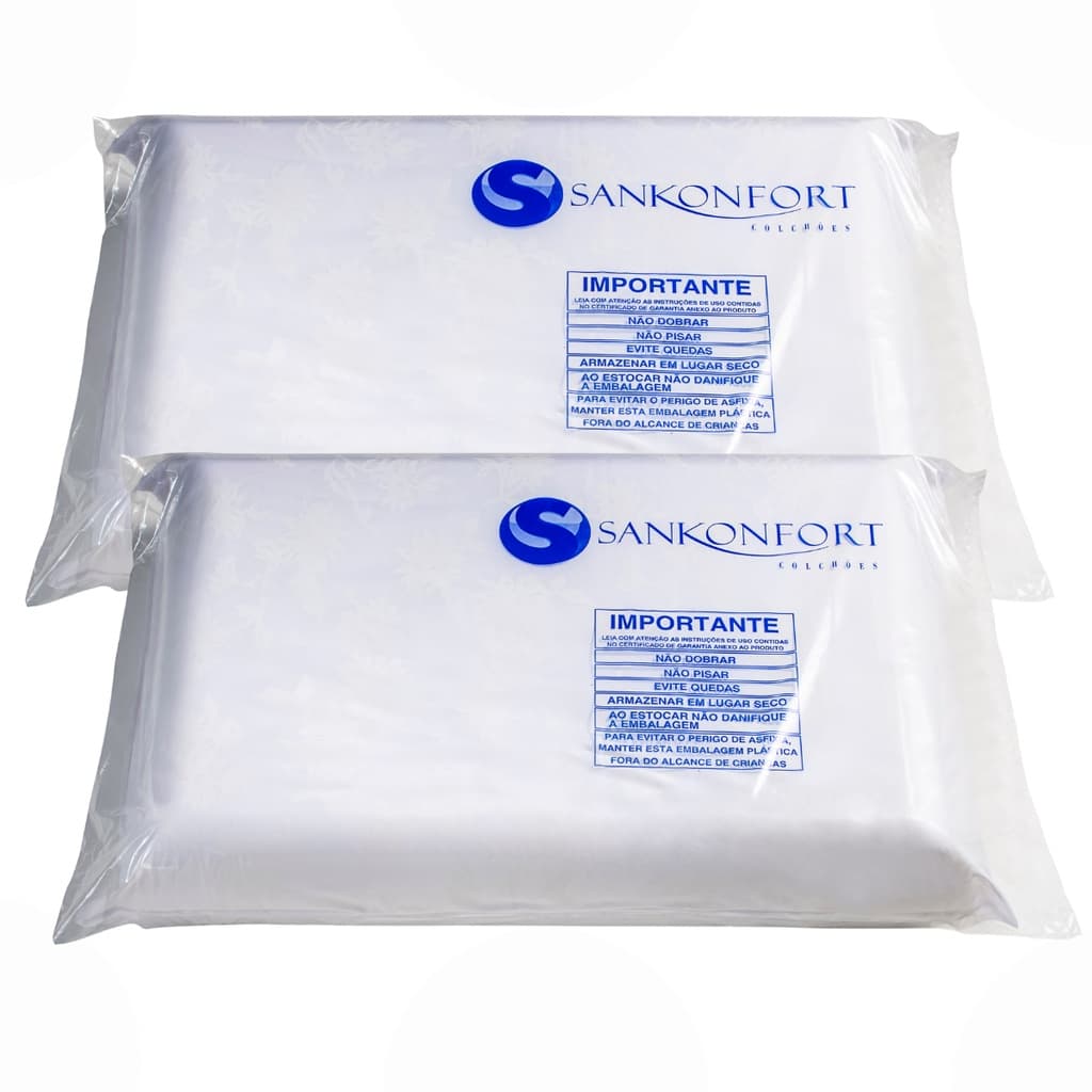 Kit 2 Travesseiros Sankonfort  60x40x12cm Linha Nina Antialérgicos Antiácaro Macios