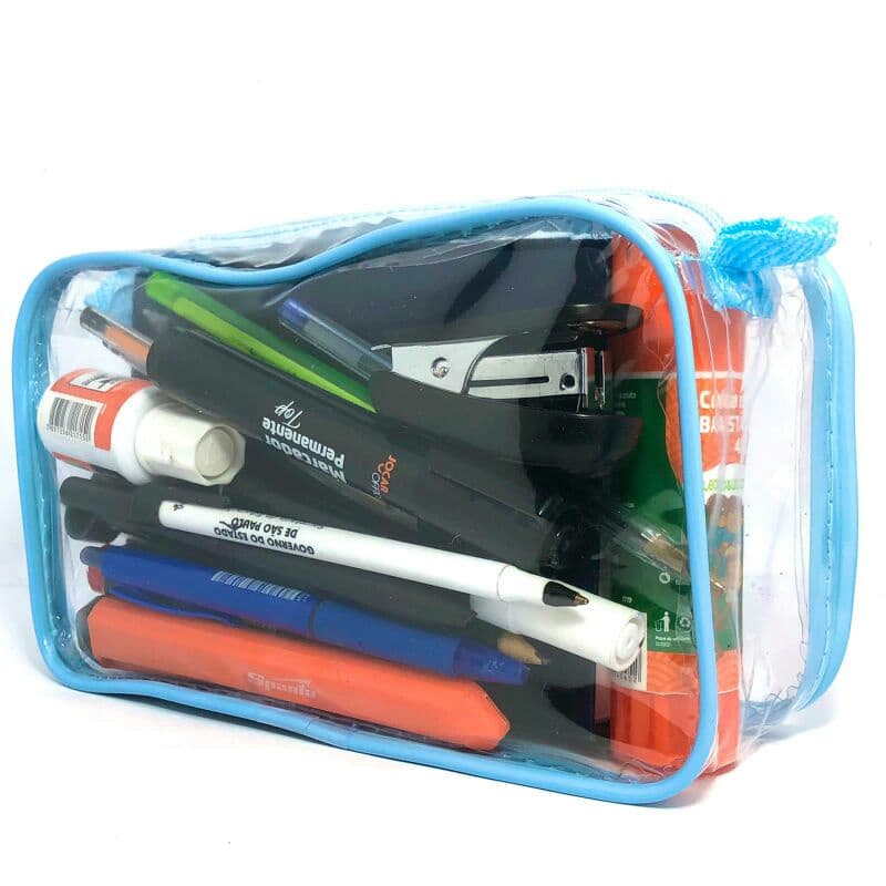 necessaire transparente e azul/ organizadoras de Maquiagem /estojo /itens para viagens