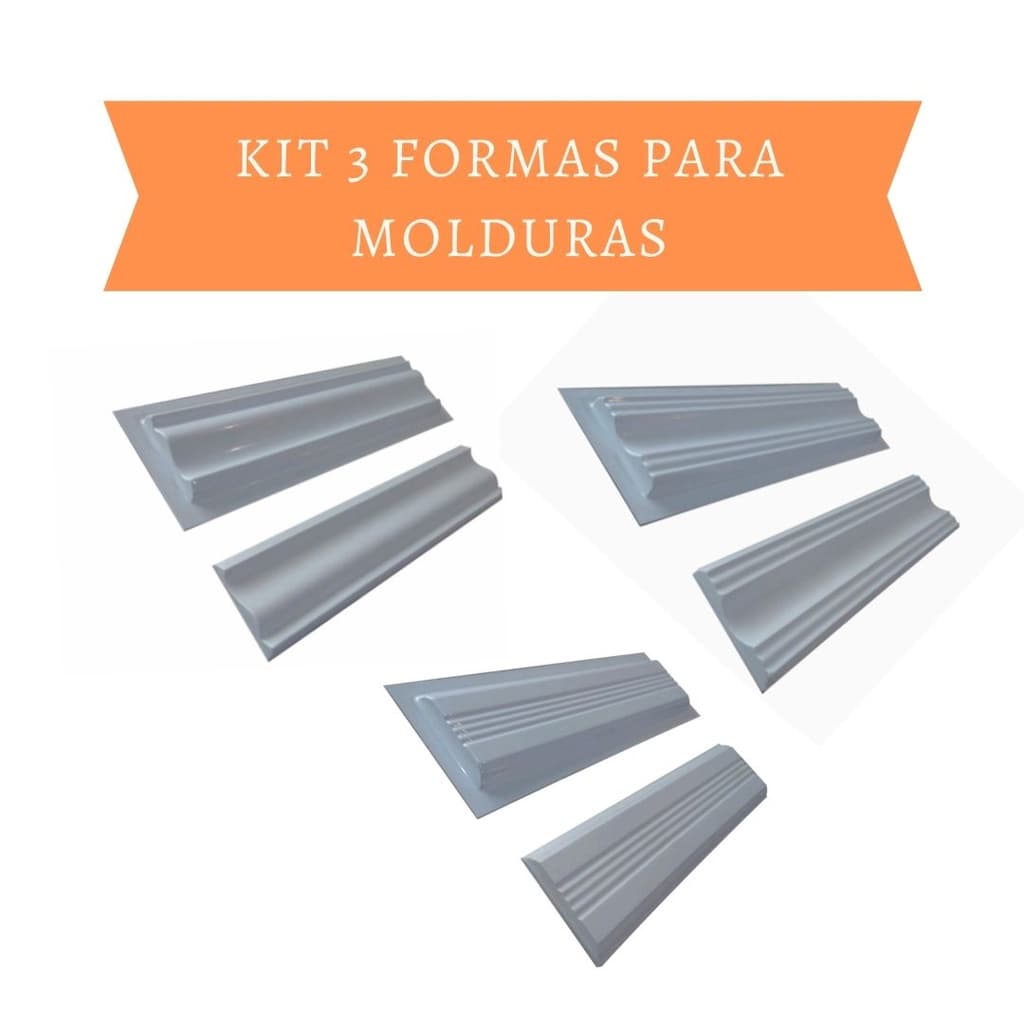 Kit 3 Formas Para Fabricação de Molduras em Gesso - Pol