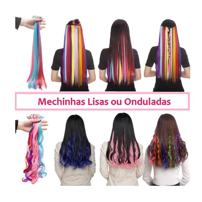 Mechinha Mecha de Cabelo Ondulado ou Liso Colorido Aplique Tic Tac ~