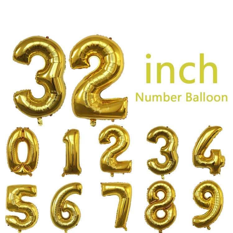 Balão Número Dourado Metalizado 75cm Festa Decoração Aniversário Embalado 1580-JR