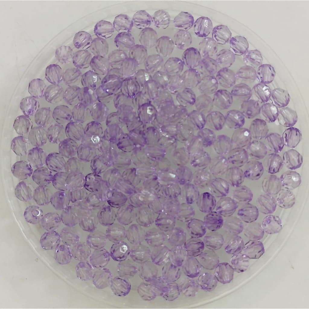 Bola sextavada cristal LILÁS de  8 mm com furo passante  - aprox. 200 unid. - planeta das artes