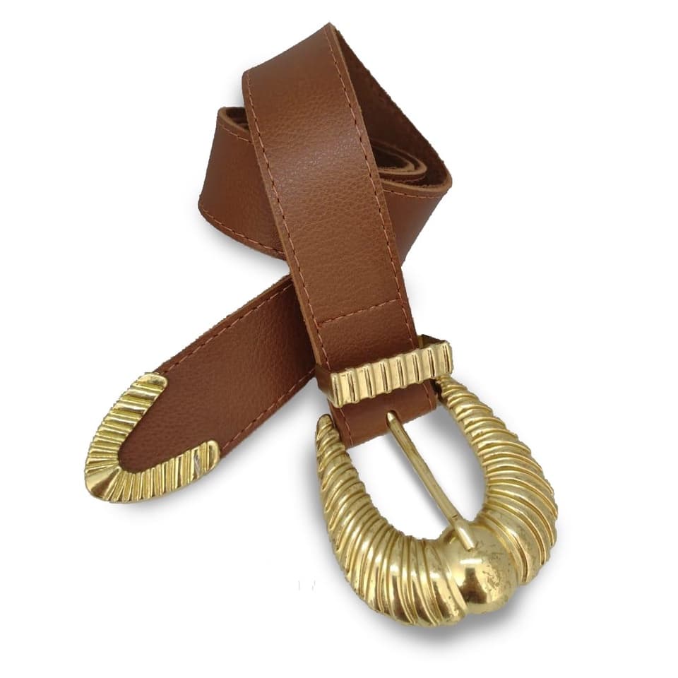 Cinto Feminino Concha Dourado Fivela Grossa Lançamento