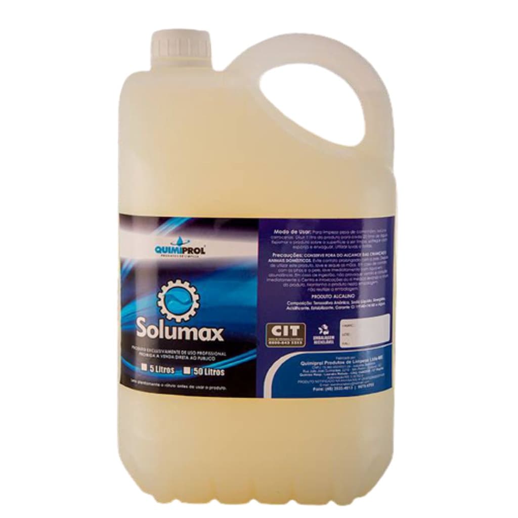 Desengraxante SOLUMAX removedor graxa e gordura Galão 5L Solupan