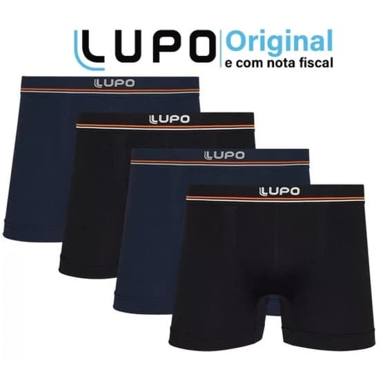 Kit 4 Cuecas Box Sem Costura Boxer Lupo Microfibra Original