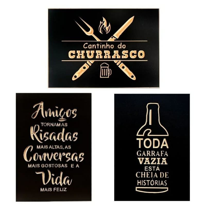 Promoção Imperdível Por Tempo Limitado Quadro Decorativo Kit 03 Peças Área Gourmet Cozinha Churrasco