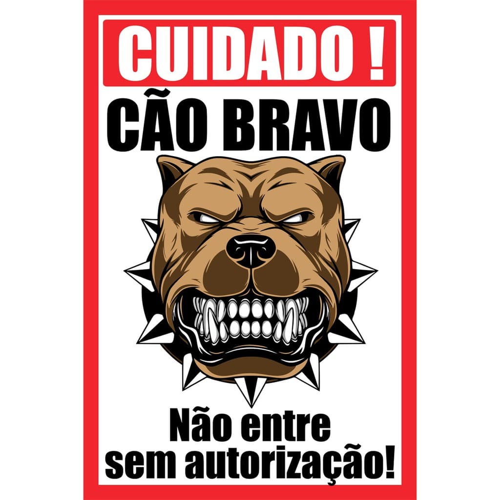 Placa Advertência Cuidado Cão Dono Bravo Portão Aviso Mod.20