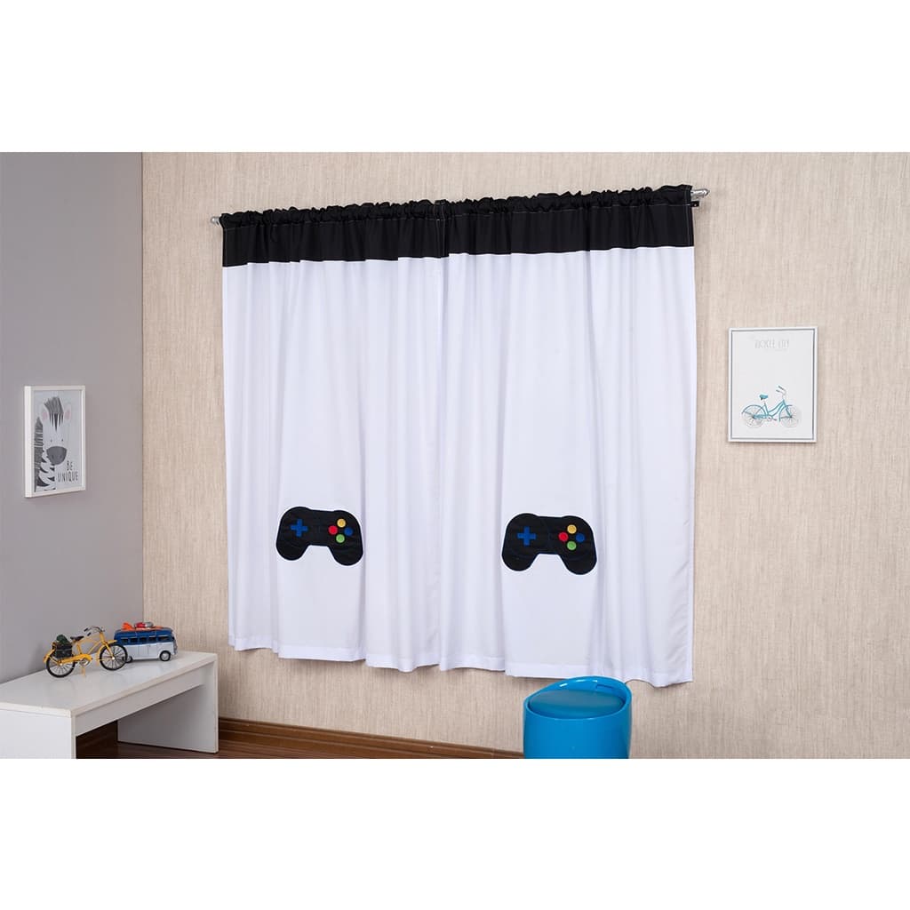 Cortina infantil Gamer Bordada 290 X 160cm