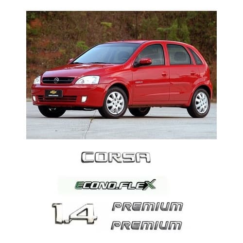 Kit Emblemas Corsa 1.4 Econoflex Premium Chevrolet