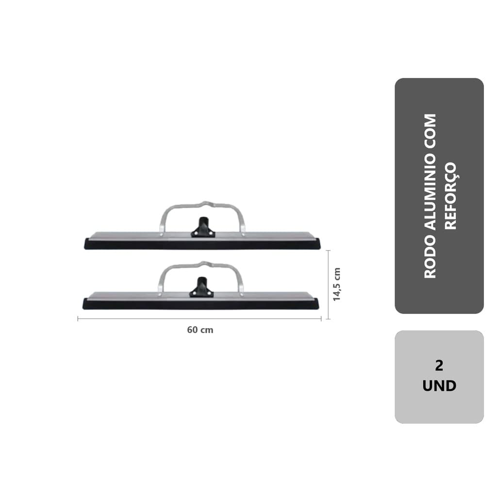 2 Rodos Alumínio 60cm Grande EVA Duplo Com Reforço Sem Cabo Multiuso Limpeza Profissional  Doméstica