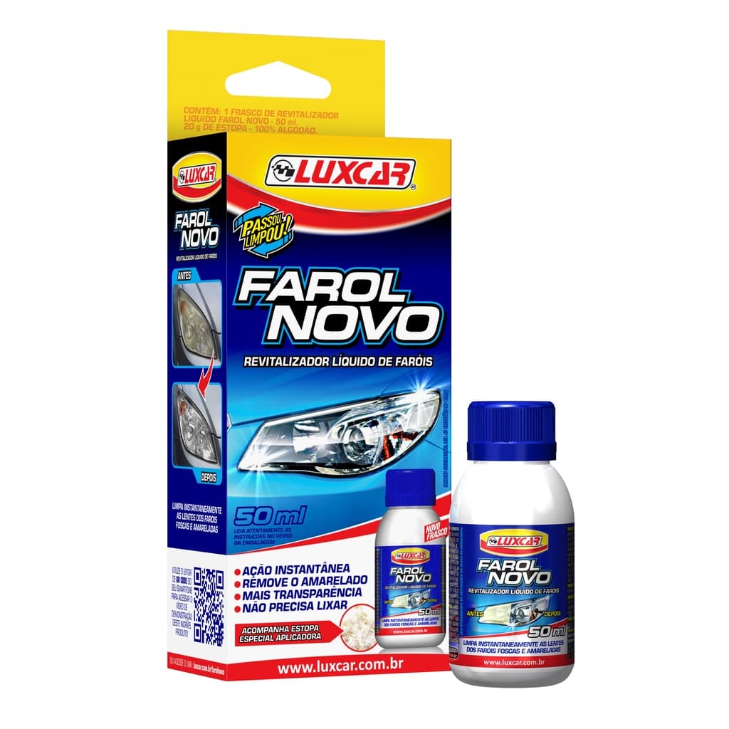 Revitalizador Limpa Farol Remove Fosco Farol Novo Luxcar50ml