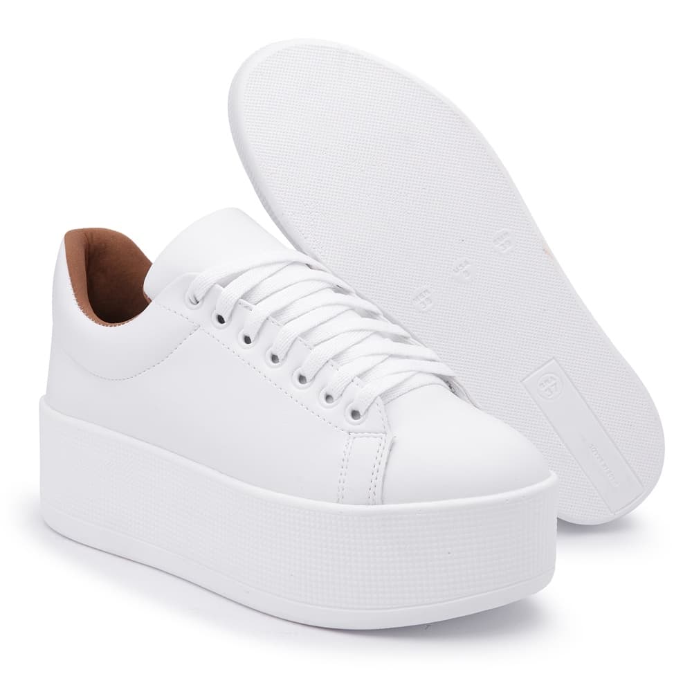 Tenis Feminino Plataforma Sapatenis Tendência Branco Sola Alta Fashion Blogueira
