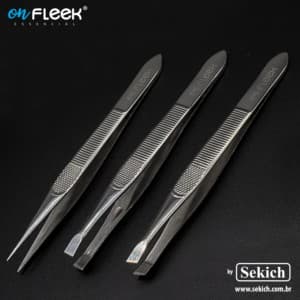 Kit 3 Pinças Sekich  Para Sobrancelhas Reta Chanfrada Fina