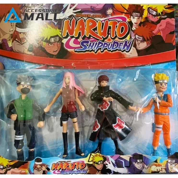Atacado Kit 4 Bonecos Naruto Uzumaki Shippuden com led Action Figure Articulado
