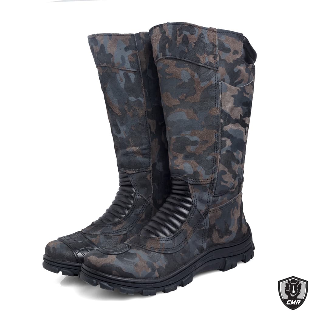Coturno Bota Masculina de Couro Cano Alto Tático Botina Camuflada Militar