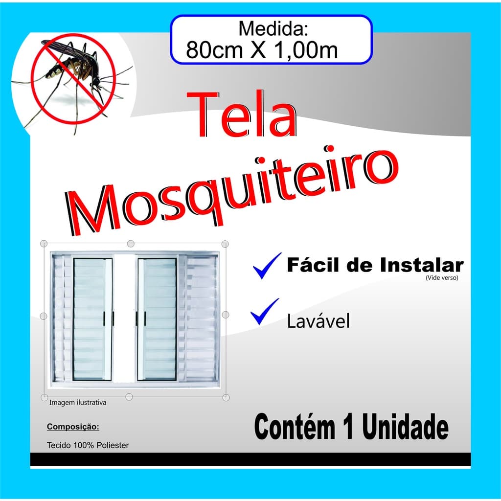 Tela Mosquiteiro para Janela 80cm X 1m Velcro Lavável