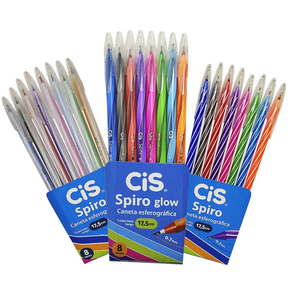 Caneta Spiro Cis 0.7 mm Ponta Fina 8 Cores