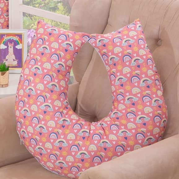 Almofada Amamentação Estampada Cheia para Bebê