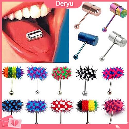 [Deryu]Unisexo Martelo Punk Em Forma De Vibratório Piercing De Barra De Língua Jóias De Perfuração Corporal