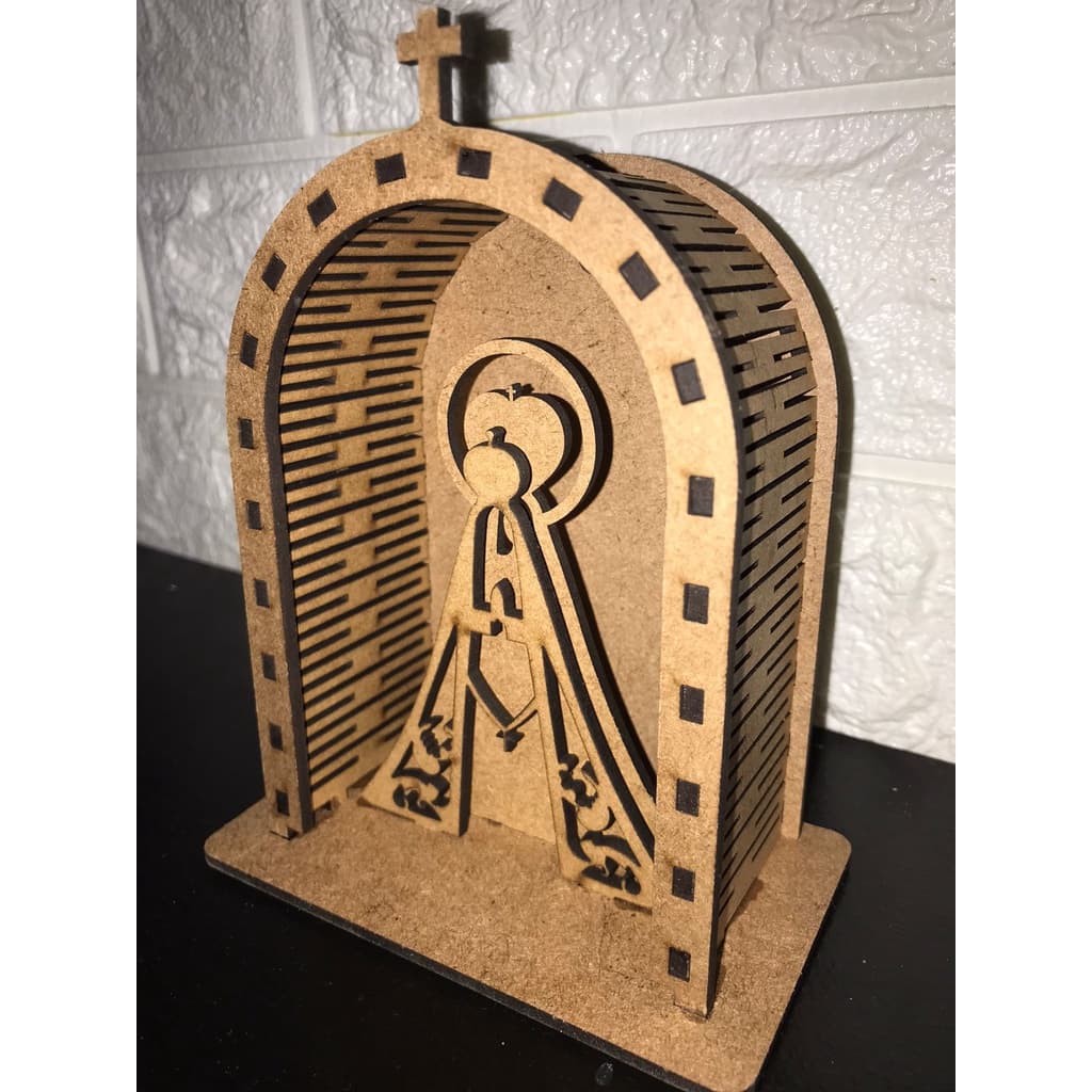 Capelinha Capela em Madeira MDF com Imagem Nossa Senhora Aparecida Artesanato