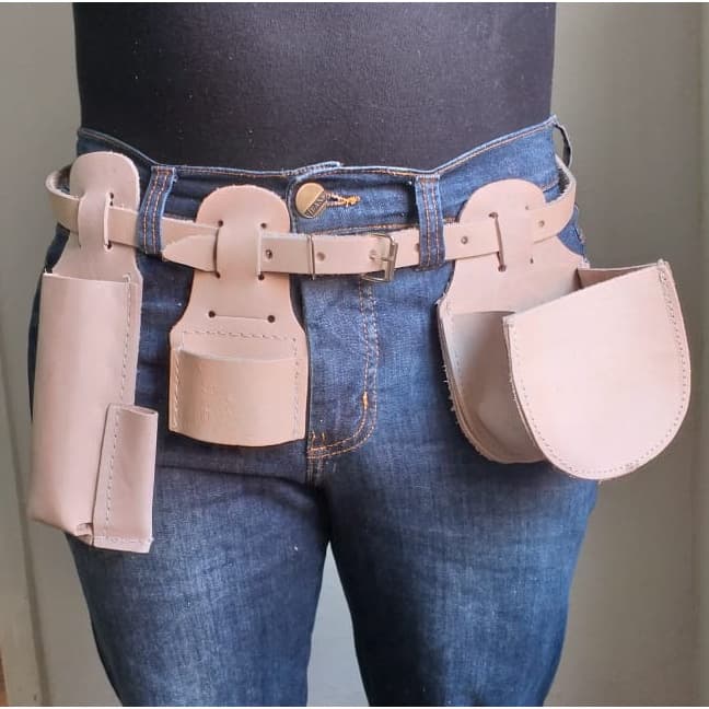Arriata Cinto Carpinteiro 3 bolsos Couro Legitimo Reforçado Regulavel