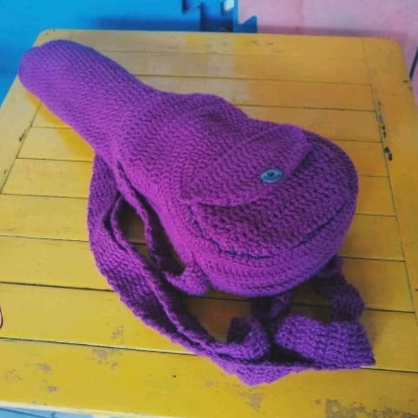 Bag Mochila Para Ukulele Soprano em crochê capa ukelele acessório musical