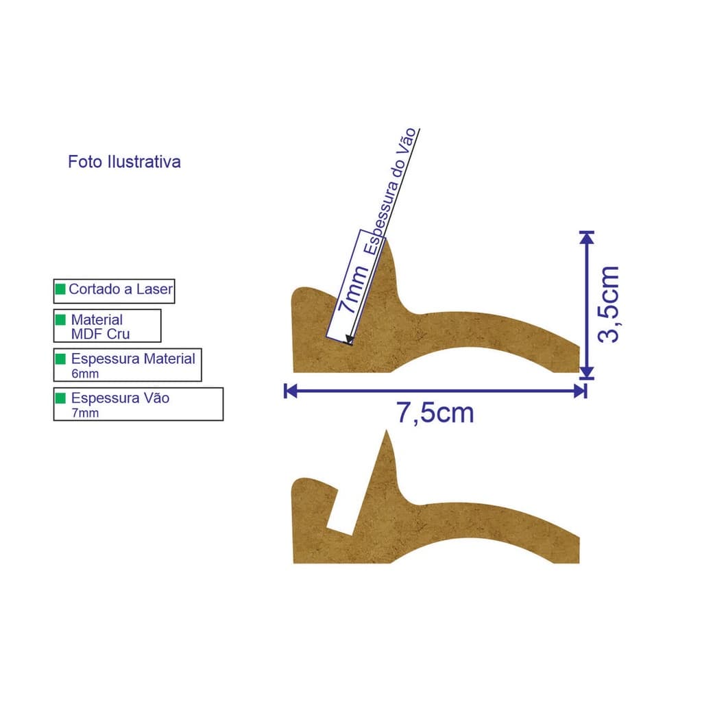 Suporte Quadros MDF Cru 3,5 x 7,5 cm Modelo n2 Decoração