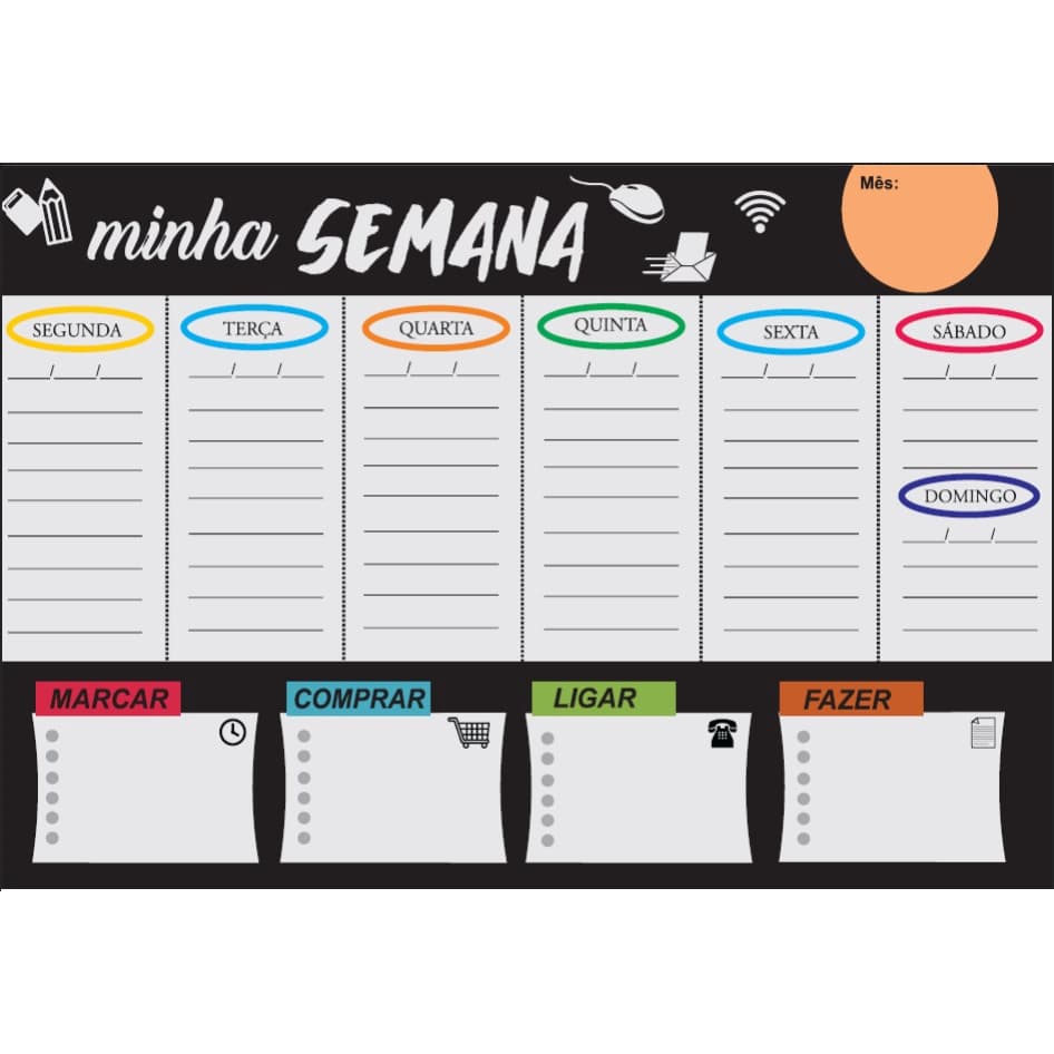Planner de geladeira minha semana magnético organizador Tamanho: 30,1x20,1 cm