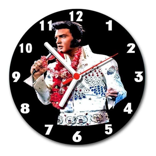 Relógio Parede Decoração casa Rock Clássico cantor Elvis Presley tamanho - 30 Cm