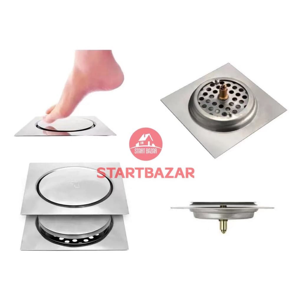 Ralo Click Inteligente P/ Banheiro Quadrado 10 Cm Inox Cromo/Ralo Inteligente Click 10x10 Cm Inox Ralo do Banheiro Veda Cheiro