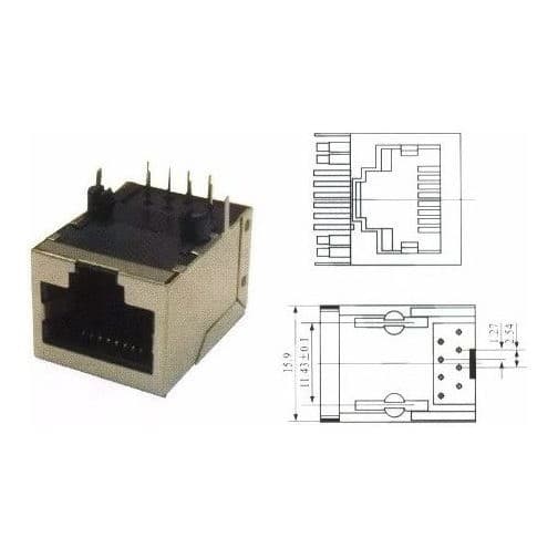 Kit 5 Unidades Jack De Telefone Modular Rj45 Fêmea Blindado 8p8c 90g YH59-01