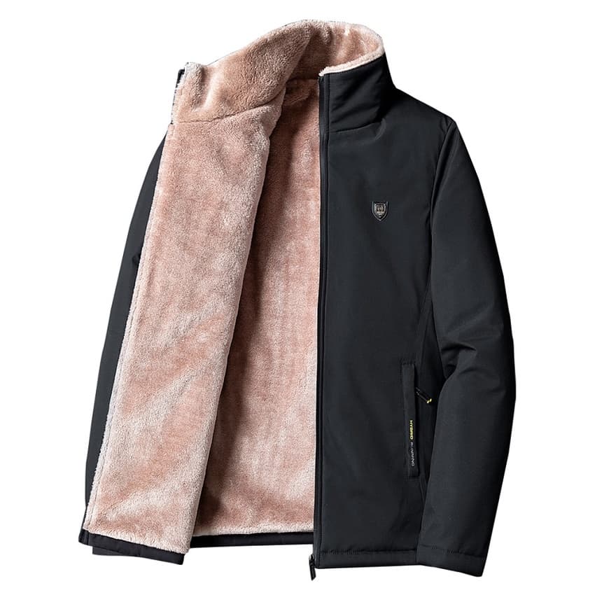 Homens Inverno Novo Casual Quente Grosso Velo Casaco Bolsos Jaqueta À Prova De Vento