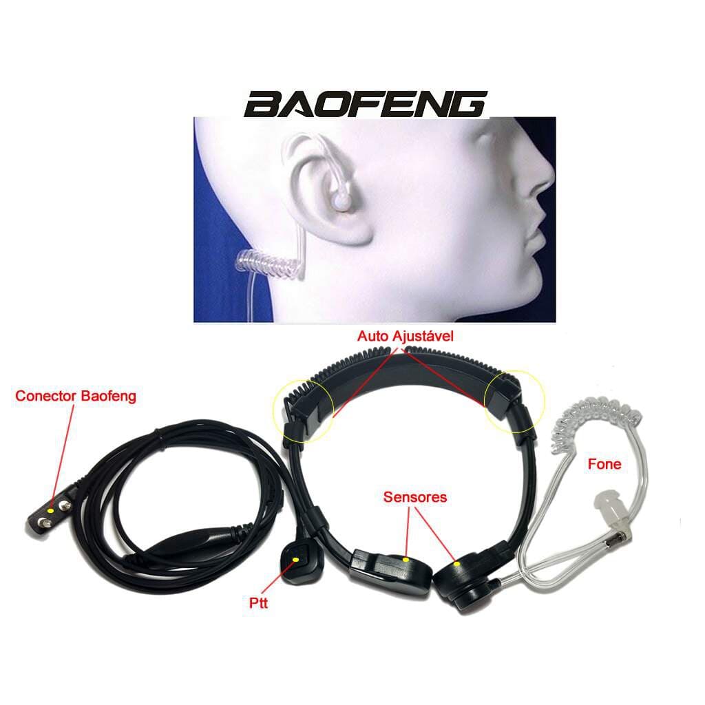 Laringofone Reforçado E Ajustavel P/ Rádio Baofeng    uv5r uv5ra bf 777 etc .com nota fiscal