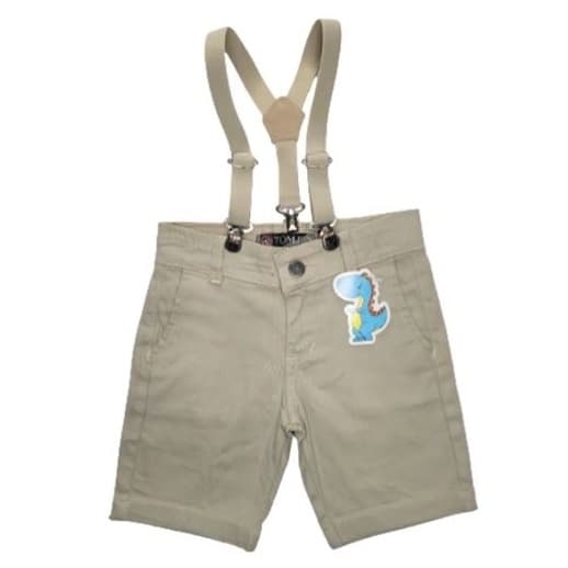 BERMUDA/SHORTS  BEGE/CREME  INFANTIL/MENINO COM SUSPENSORIO + REGULADOR INTERNO. TAMANHOS 1 ao 6